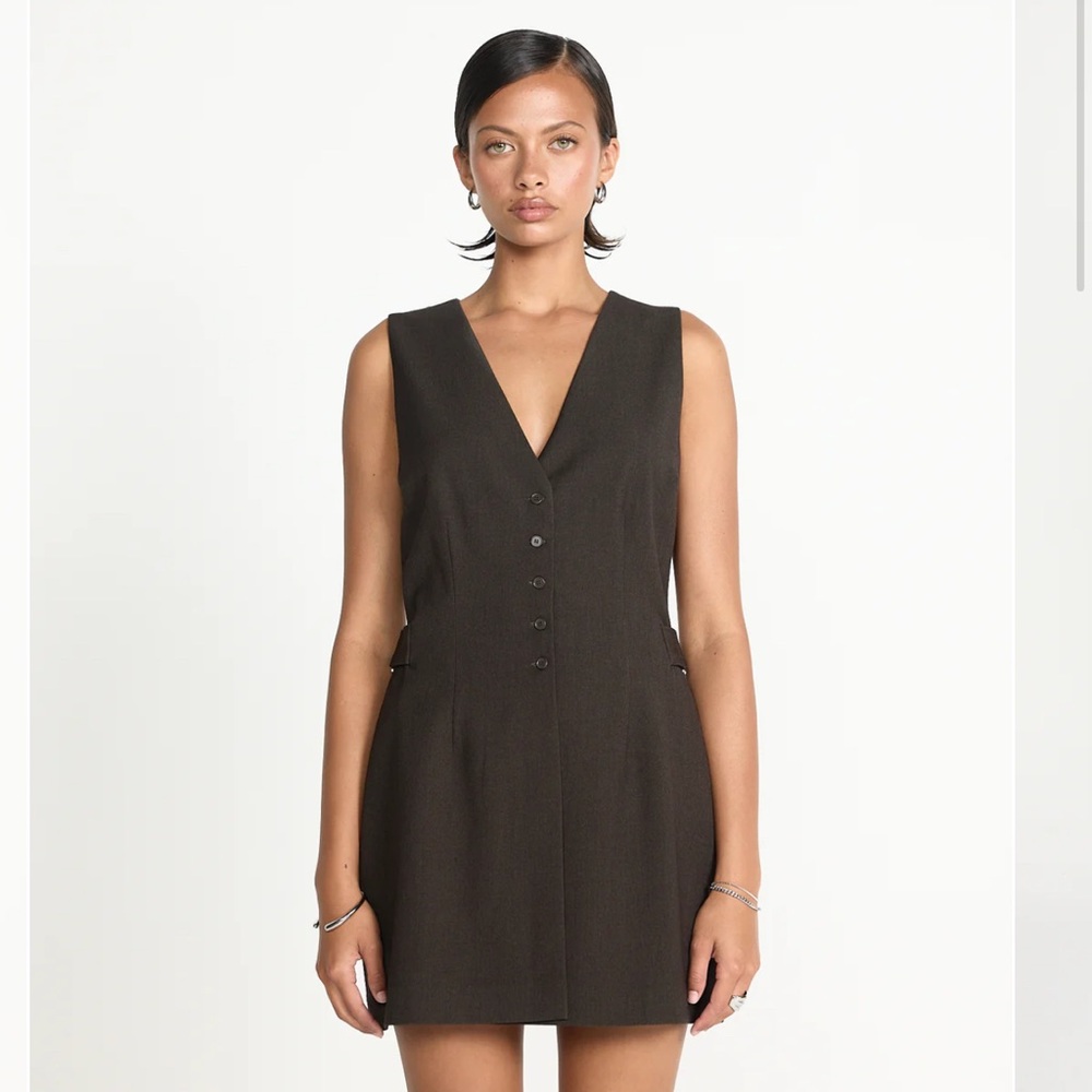 Chic Brown Button-Down Mini Dress - NWT